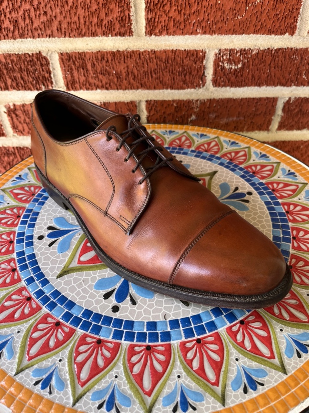 Allen Edmonds Windsor Mens 10 D Brown Leather Plain Toe Derby Dress Shoes USA